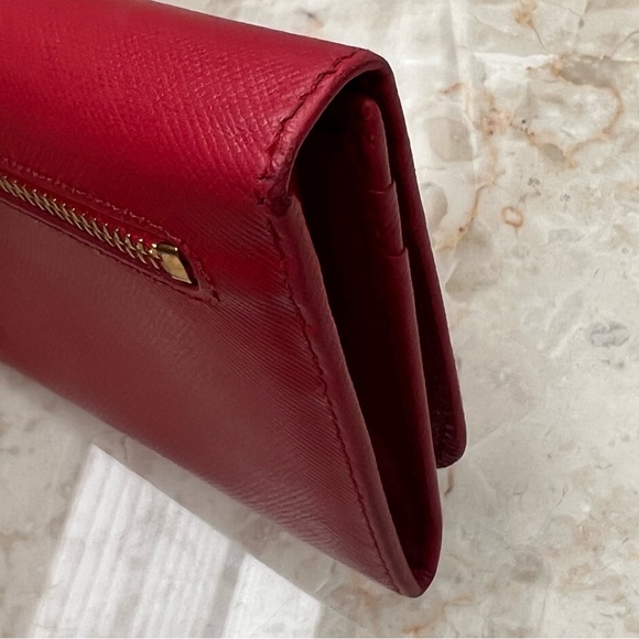 PRADA Saffiano Leather Continental Wallet in Fuoco Red - Picture 11 of 16